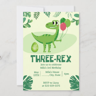 Drei Rex 3 Dinosaurier Einladung zum Geburtstag