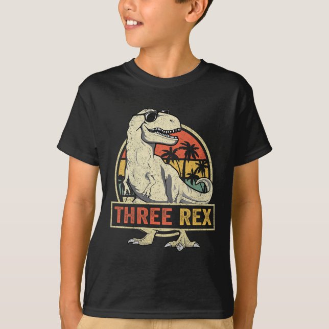 Drei Rex 3. Geburtstag Shirt Dritte Dinosaurier 3  (Vorderseite)