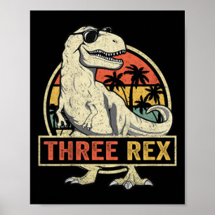 Drei Rex 3. Geburtstag Shirt Dritte Dinosaurier 3 Poster
