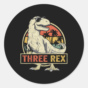 Drei Rex 3. Geburtstag Shirt Dritte Dinosaurier 3  Runder Aufkleber