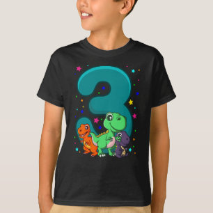 DREI REX 3 Jahre alt 3. Geburtstag Kinder Dino T-Shirt