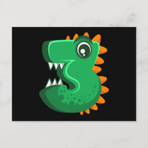 DREI REX 3 Jahre alte 3. Geburtstag Kinder Dino Postkarte