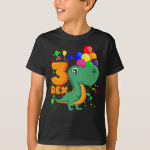 DREI REX 3 Jahre alter 3. Geburtstag Boy Dino T-Shirt