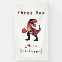 Drei-Rex-Basketball-Dino-Geburtstags-Willkommenssc Banner