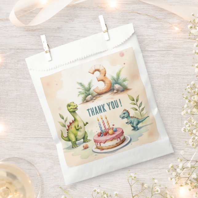 Drei-Rex Dinosaur 3. Geburtstag Gefälligkeitsags Geschenktütchen (Ausgeschnitten)