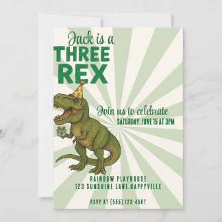 Drei-Rex Dinosaur Geburtstagsfeier Einladung |T-Re