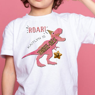 Drei-Rex-Dinosaurier 3. Geburtstags-T-Shirt für Kl Kleinkind T-shirt