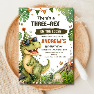 Drei Rex Dinosaurier 3. Geburtstagsfeier T Rex Din Einladung