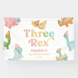 Drei Rex Dinosaurier 3. Geburtstagspartei Banner