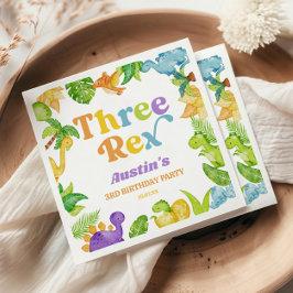 Drei Rex Dinosaurier 3. Geburtstagspartei Serviette