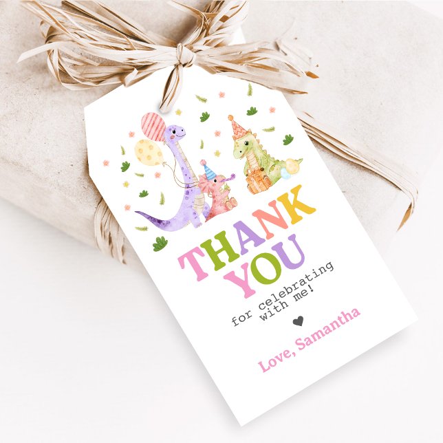 Drei Rex-Dinosaurier-Geburtstagsgeschenkanhänger Geschenkanhänger (Dinosaur 3rd Birthday Favor Tags)