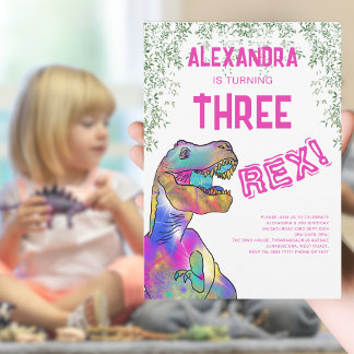 Drei Rex Girls Dinosaur Geburtstagsparty Einladung