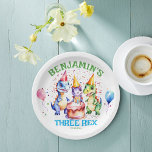 Drei rex niedliche Dinosaurier Geburtstagsgeschirr Pappteller<br><div class="desc">Drei rex niedliche Dinosaurier Geburtstagsgeschirr personalisierte Papier-Teller,  niedlich drei Dinosaurier in Party Hüte mit einem Geburtstagskuchen Konfetti und Ballons fallen für Kleinkinder Dinosaurier-Thema Geburtstagsparty.</div>
