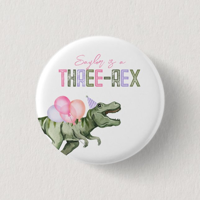 Drei-Rex-Party-Taste für Mädchen Button (Vorderseite)