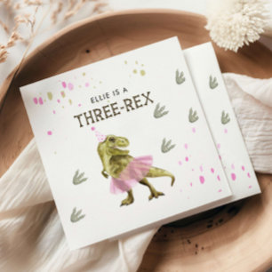 Drei Rex & Pink Tutu Dinosaur Geburtstagsparty Serviette
