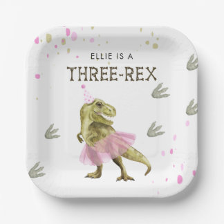 Drei Rex & rosa Tütü Geburtstagspapierplatte Pappteller