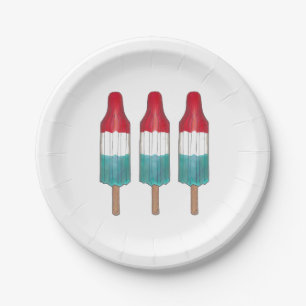 Drei Rocket-Pop 4. Juli Red White Blue Popsims Pappteller