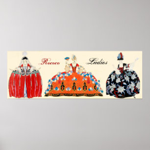 DREI ROKOKOS, SCHÖNHEIT, FASHIONSKOSTEN POSTER