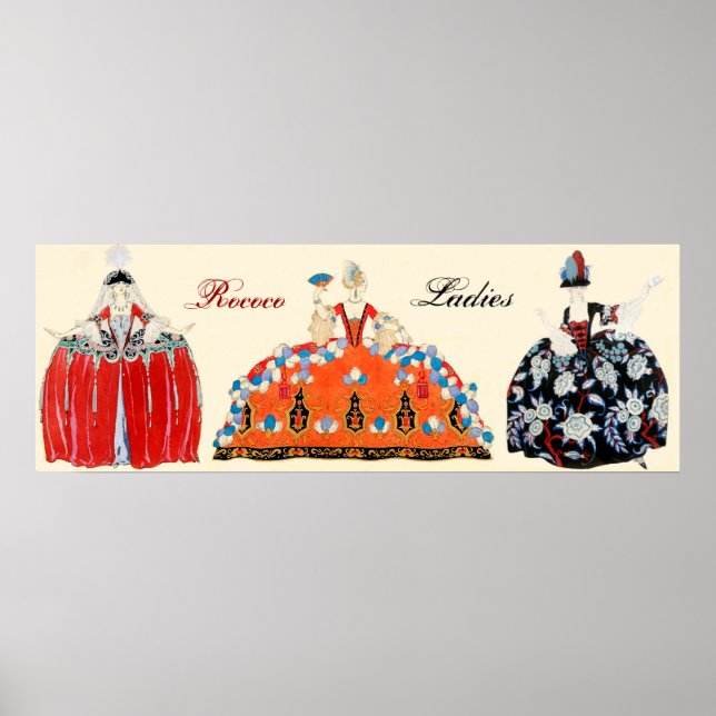 DREI ROKOKOS, SCHÖNHEIT, FASHIONSKOSTEN POSTER (Vorne)