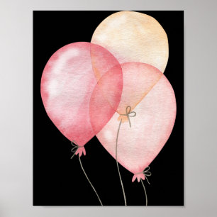 Drei rosa Balloons Happy Kinderzimmer Poster
