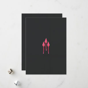 Drei rosa Blume mit schwarzem Hintergrund Feiertagskarte