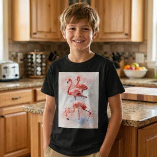 Drei rosa Flamingos im Wasserfarben-Kunstprint T-Shirt