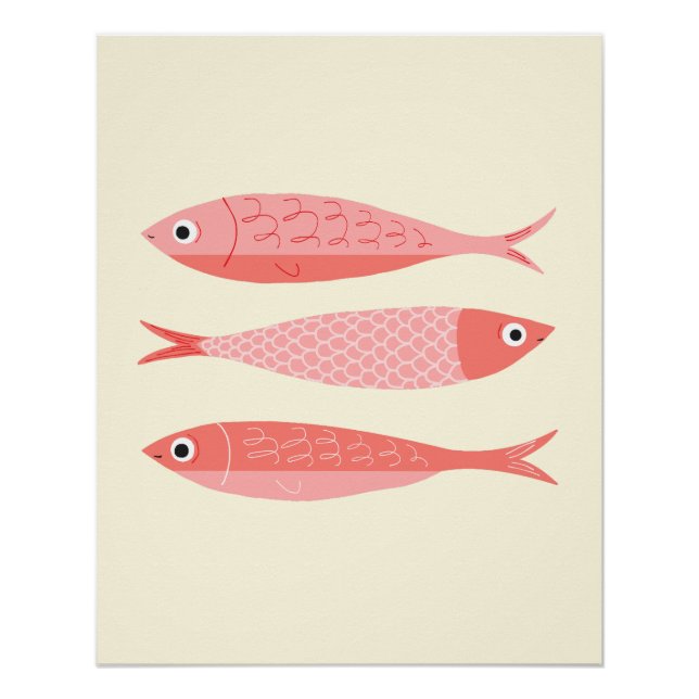 Drei rosa Sardinen Poster (Vorderseite)