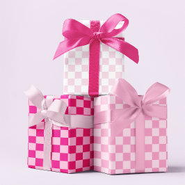 Drei rosa Schachbrett Geschenkpapier Set