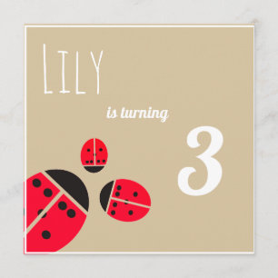 Drei rote Ladybugs - Geburtstagsparty Einladung