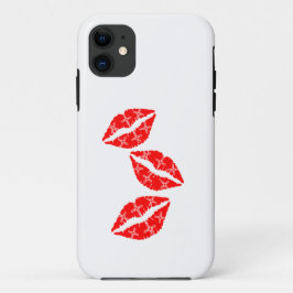 Drei rote Lipstick Kisses mit weißem Muster Gesche Case-Mate iPhone Hülle