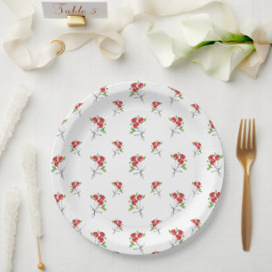 Drei Rote Rosen Bouquet   Teller aus Party