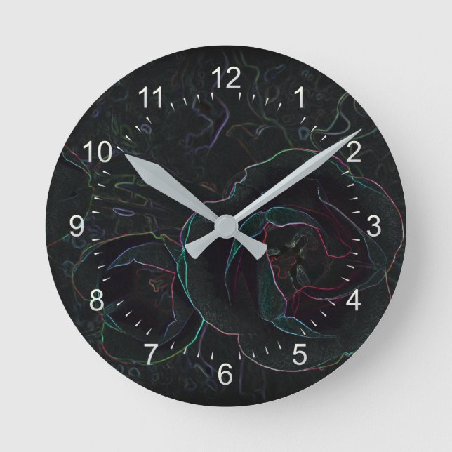 drei Samttulpen Runde Wanduhr (Vorderseite)