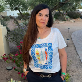 Drei Sardinen + blaue Tile Tri-Blend Shirt