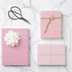Drei Schattierungen Rosa Streifen Geschenkpapier Set