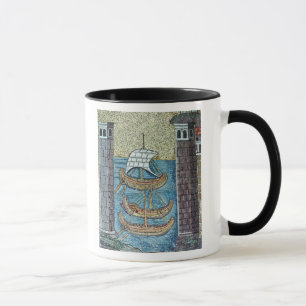 Drei Schiffe, die den Hafen von Ravenna kommen Tasse