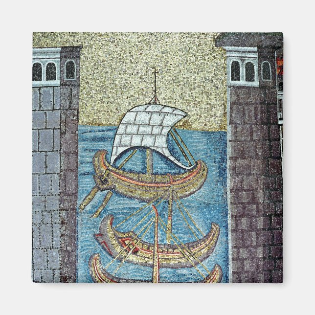 Drei Schiffe in den Hafen von Ravenna Magnet (Vorne)