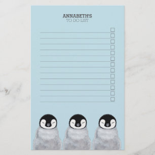 Drei Schlafenbaby-Pinguin-Küken, zum der Liste zu Briefpapier