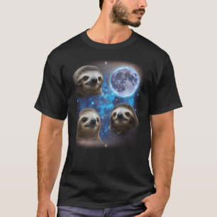 Drei Schläge, die an der Moon Weird Meme Sloth her T-Shirt