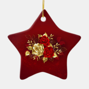 Drei Schmuckrosen Keramik Ornament