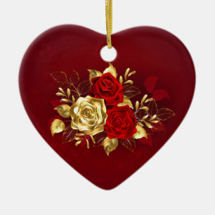 Drei Schmuckrosen Keramik Ornament