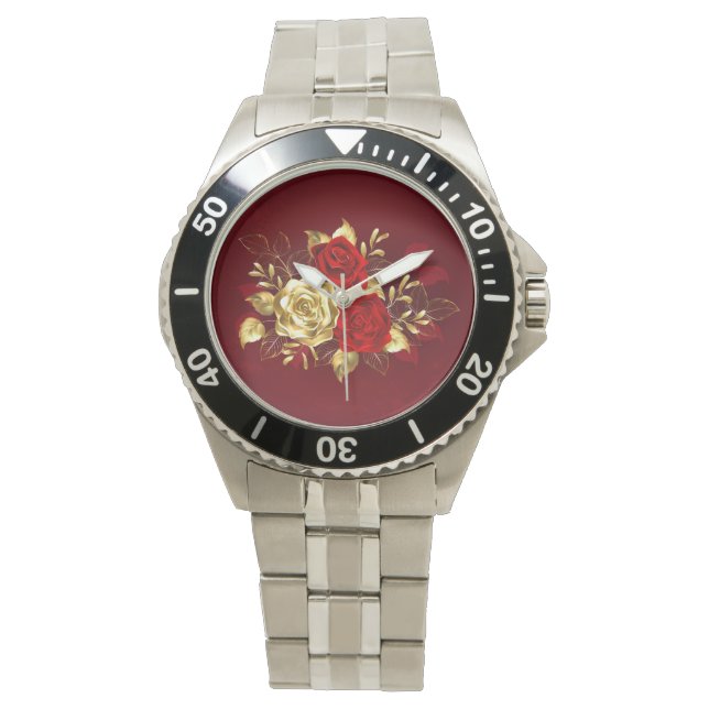 Drei Schmuckstücke Rose Armbanduhr (Vorderseite)