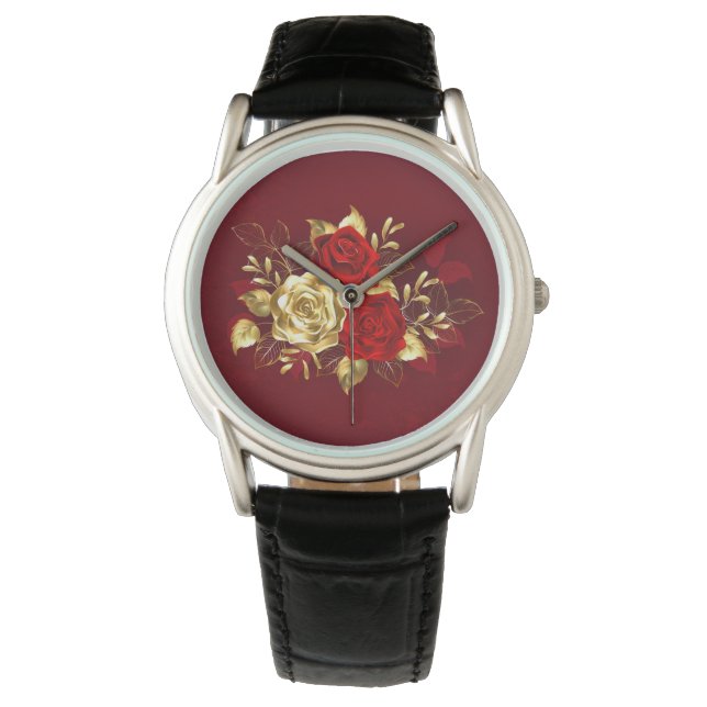 Drei Schmuckstücke Rose Armbanduhr (Vorderseite)
