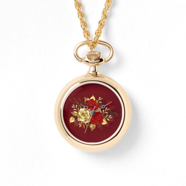 Drei Schmuckstücke Rose Armbanduhr (Vorderseite)