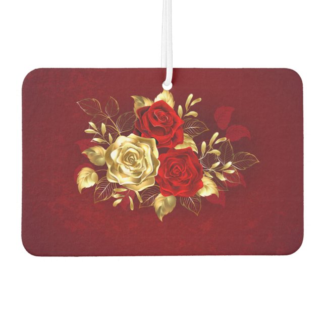 Drei Schmuckstücke Rose Autolufterfrischer (Vorderseite)