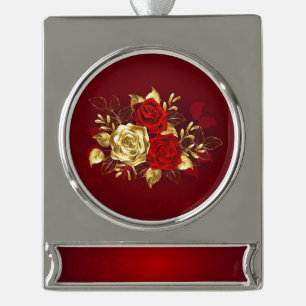 Drei Schmuckstücke Rose Banner-Ornament Silber