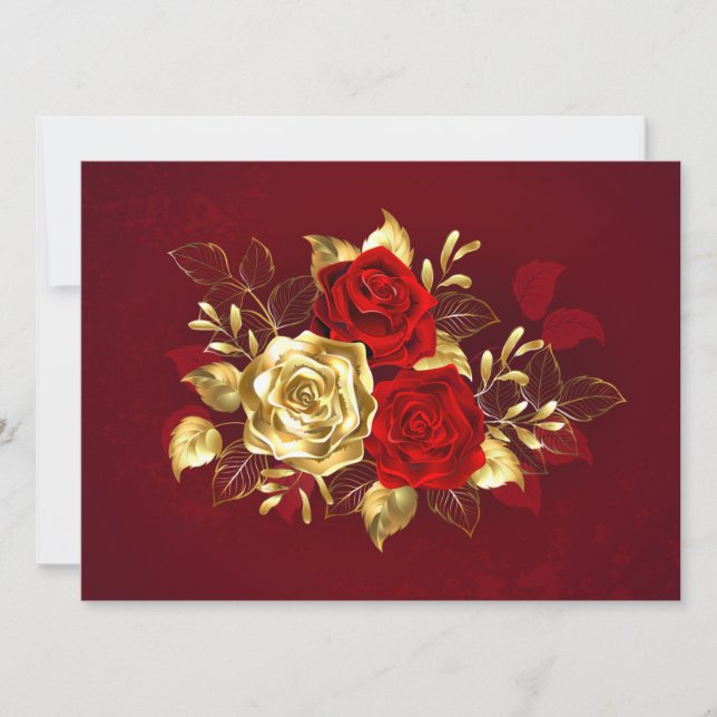 Drei Schmuckstücke Rose Einladung (Vorderseite)