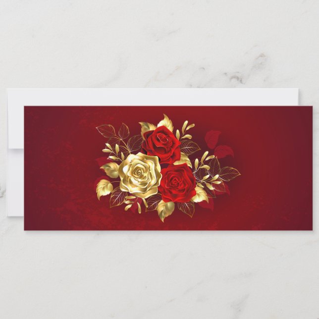 Drei Schmuckstücke Rose Einladung (Vorderseite)