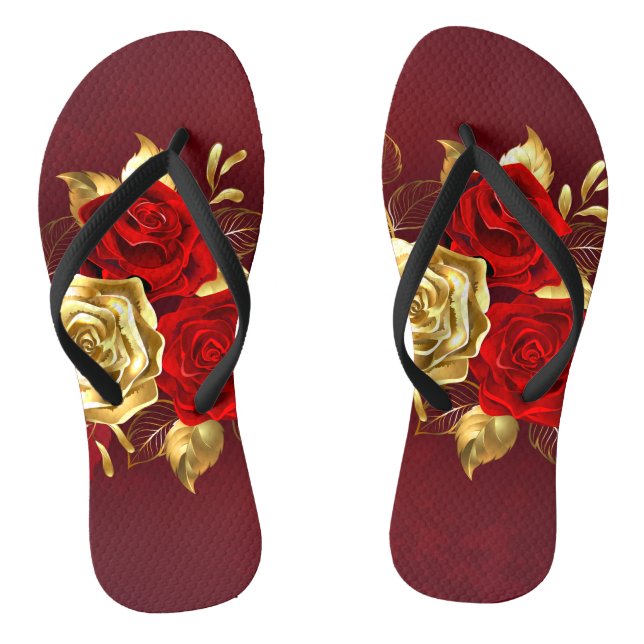 Drei Schmuckstücke Rose Flip Flops (Fußbett)