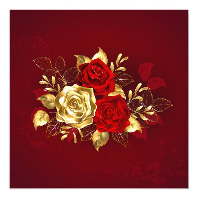 Drei Schmuckstücke Rose Fotodruck (Vorne)