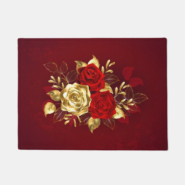 Drei Schmuckstücke Rose Fußmatte (Vorderseite)